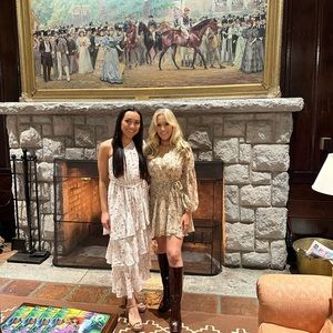 White Maxi Dress with Flowers. One sleeve size 4 from Selfie Leslie